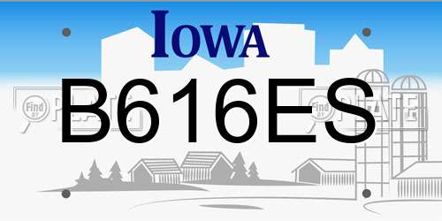 B616ES Iowa License Plate