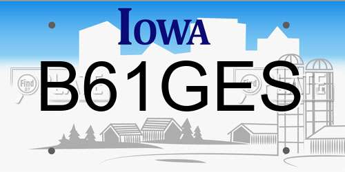 B61GES Iowa License Plate