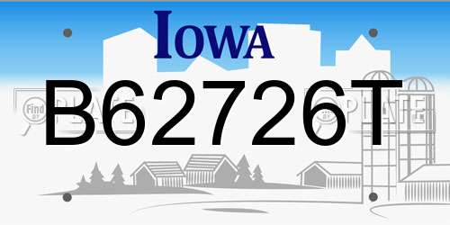 B62726T Iowa License Plate
