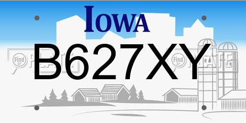 B627XY Iowa License Plate
