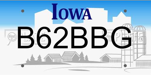 B62BBG Iowa License Plate