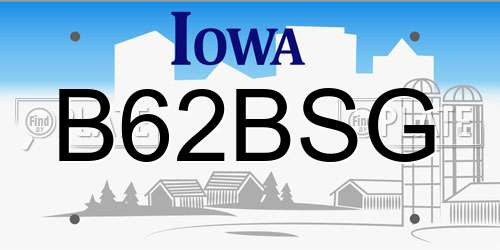 B62BSG Iowa License Plate