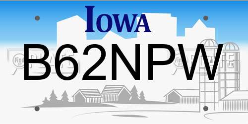 B62NPW Iowa License Plate