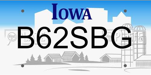 B62SBG Iowa License Plate