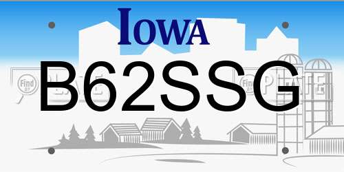 B62SSG Iowa License Plate