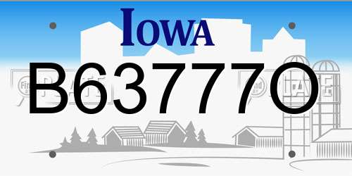 B63777O Iowa License Plate