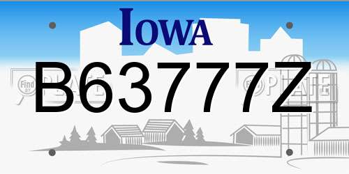 B63777Z Iowa License Plate
