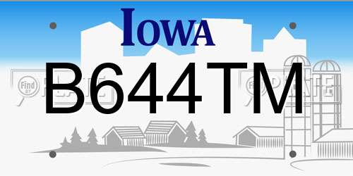 B644TM Iowa License Plate