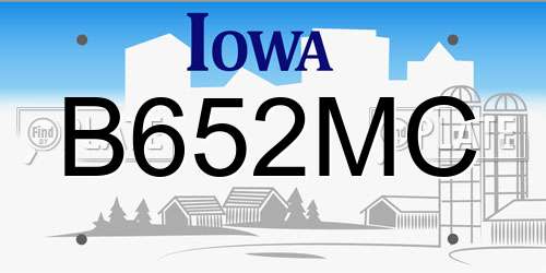 B652MC Iowa License Plate