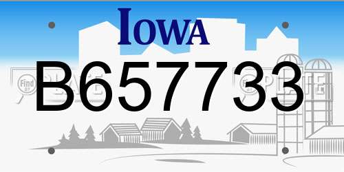B657733 Iowa License Plate