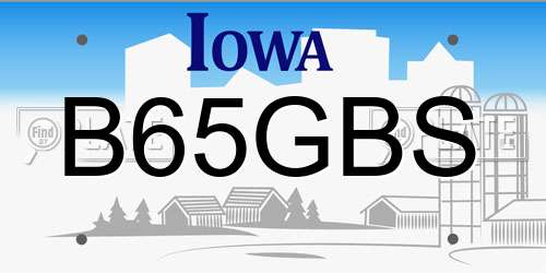 B65GBS Iowa License Plate