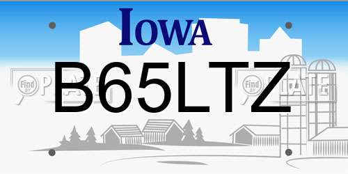 B65LTZ Iowa License Plate