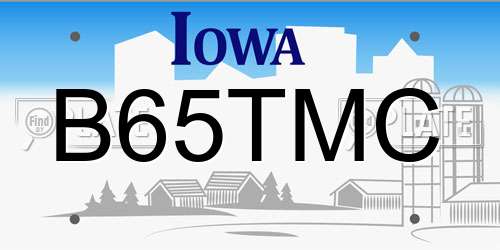 B65TMC Iowa License Plate