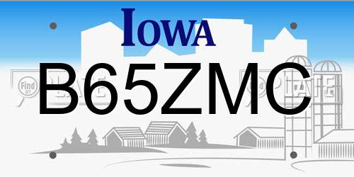 B65ZMC Iowa License Plate