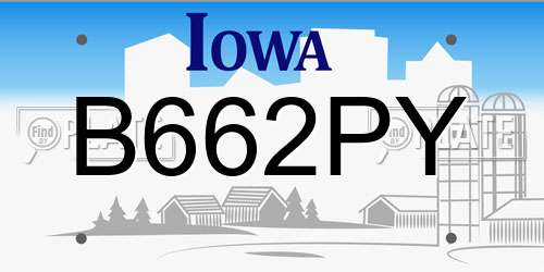 B662PY Iowa License Plate