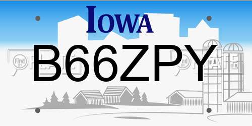 B66ZPY Iowa License Plate