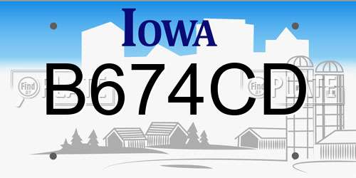 B674CD Iowa License Plate
