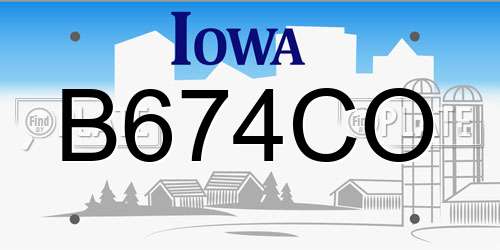 B674CO Iowa License Plate