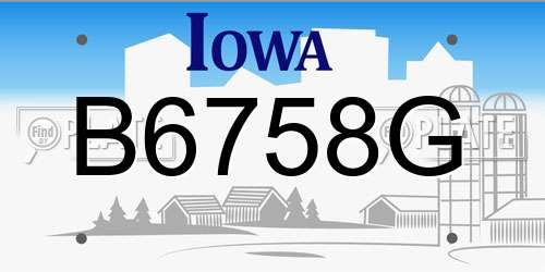 B6758G Iowa License Plate