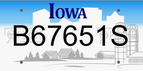 B67651S Iowa License Plate