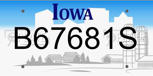 B67681S Iowa License Plate