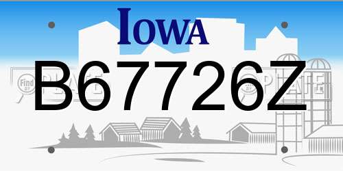 B67726Z Iowa License Plate