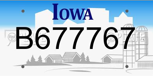 B677767 Iowa License Plate