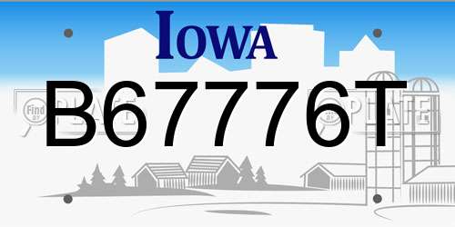 B67776T Iowa License Plate