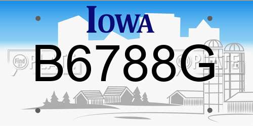 B6788G Iowa License Plate