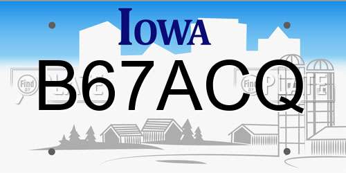 B67ACQ Iowa License Plate