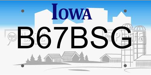 B67BSG Iowa License Plate