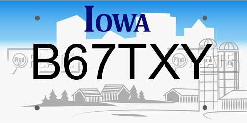 B67TXY Iowa License Plate