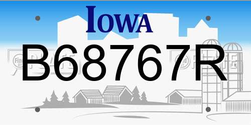 B68767R Iowa License Plate