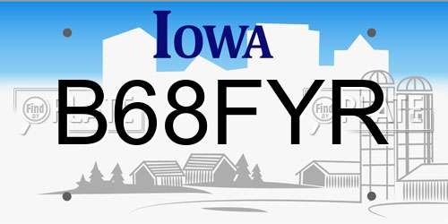 B68FYR Iowa License Plate