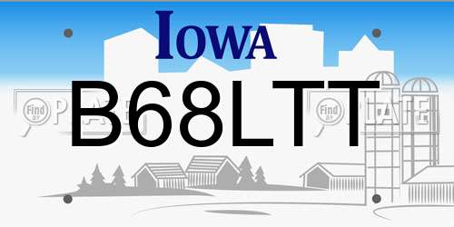B68LTT Iowa License Plate