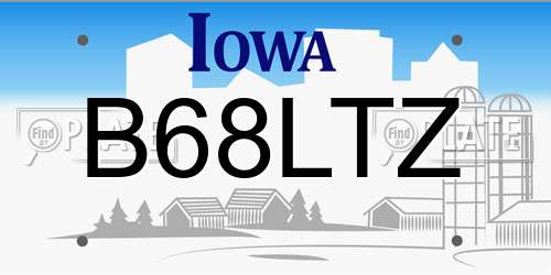 B68LTZ Iowa License Plate