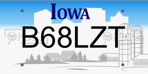 B68LZT Iowa License Plate