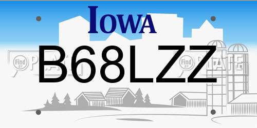 B68LZZ Iowa License Plate