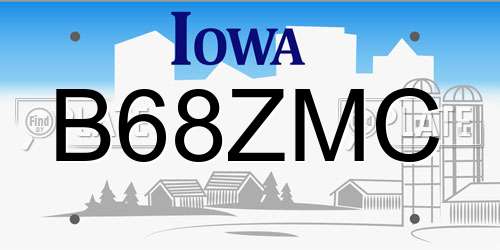 B68ZMC Iowa License Plate