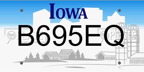 B695EQ Iowa License Plate