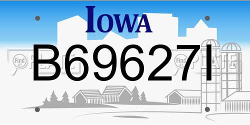 B69627I Iowa License Plate