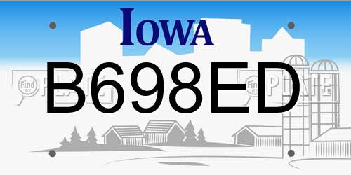 B698ED Iowa License Plate