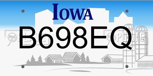 B698EQ Iowa License Plate