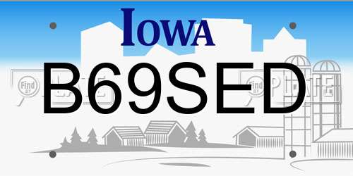 B69SED Iowa License Plate