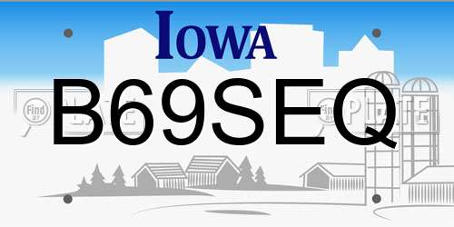 B69SEQ Iowa License Plate