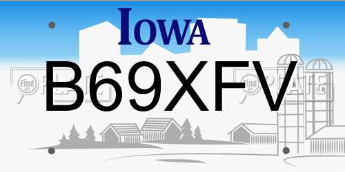 B69XFV Iowa License Plate