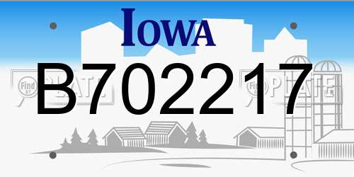 B702217 Iowa License Plate