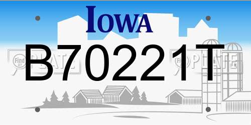 B70221T Iowa License Plate
