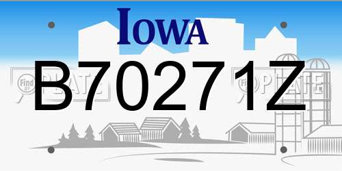 B70271Z Iowa License Plate