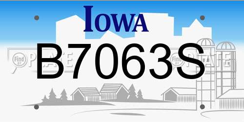 B7063S Iowa License Plate